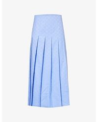 Gucci - Monogram-pattern Pleated Cotton Midi Skirt - Lyst
