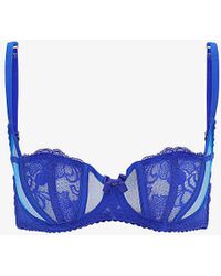Agent Provocateur - Rozlyn Bow-embellished Underwired Woven Balconette Bra - Lyst