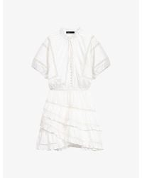 Maje - Guipure-embroidered Cotton Mini Dress - Lyst