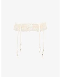 Agent Provocateur - Lindie Floral Mesh Suspender Belt - Lyst