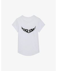 Zadig & Voltaire - 'peace Love'-wings Organic-cotton T-shirt - Lyst
