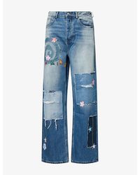 NAHMIAS - Wipeout Embroidered-Patches Denim Jeans - Lyst