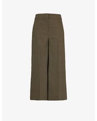Theory - Wide-leg Mid-rise Cropped Linen-blend Cropped Trousers - Lyst
