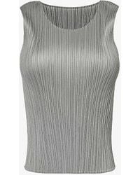 Pleats Please Issey Miyake - Basic Sleeveless Pleated Knitted Jersey Top - Lyst