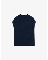 Zadig & Voltaire - Contrast-Edge Relaxed-Fit Sleeveless Wool And Cashmere-Blend Jumper - Lyst