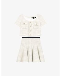 Maje - Two-In-One Scoop-Neck Tweed Mini Dress - Lyst