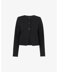 Whistles - Anne Padded-Shoulder Button-Down Stretch-Woven Jacket - Lyst