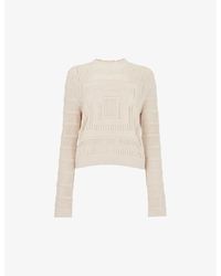 Whistles - Scalloped-Neck Long-Sleeve Crochet Jumper - Lyst