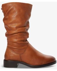 Dune - Tyling Ruched Calf-length Leather Boots - Lyst