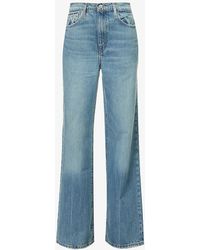 FRAME - Le Jane Faded-wash Wide-leg High-rise Organic And Recycled-denim Jeans - Lyst