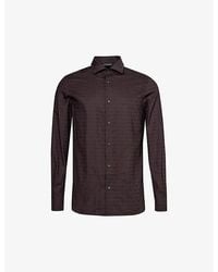 Emporio Armani - Monogram-print Slim-fit Cotton-poplin Shirt X - Lyst