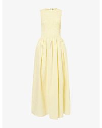 Amy Lynn - Shirred Gingham Cotton-Poplin Maxi Dress - Lyst
