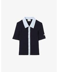 Claudie Pierlot - Ribbed Contrast-Trim Knitted Cardigan - Lyst
