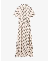 Claudie Pierlot - Floral-Print Short-Sleeved Satin Maxi Dress - Lyst