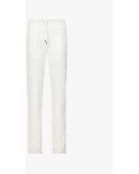 Juicy Couture - Logo-embroidered Straight-leg High-rise Velour Trouser - Lyst