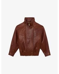 Reiss - Petra Oversized Leather Jacket - Lyst