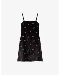 OMNES - Jules Floral-Embroidered Velvet Mini Dress - Lyst
