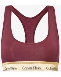 Calvin Klein - Modern Logo-embroidered Cotton-blend Bra - Lyst
