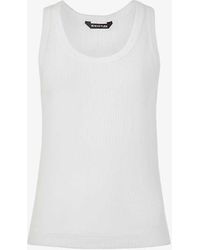 Whistles - Scoop-neck Ribbed Stretch Better-cotton Vest Top - Lyst