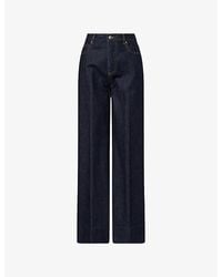 Bottega Veneta - Pressed-Pleat Wide-Leg Denim Jeans - Lyst