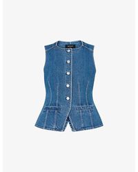 Whistles - Round-Neck Slim-Fit Denim Waistcoat - Lyst