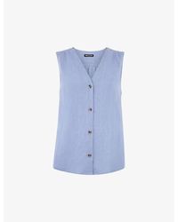 Whistles - Laura V-Neck Sleeveless Linen Vest - Lyst