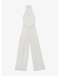 Reiss - Taya Tie-Front Woven Jumpsuit - Lyst