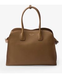 Prada - Branded Large Leather Tote Bag - Lyst