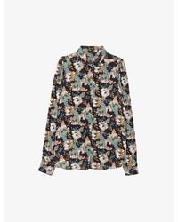 IKKS - Long-sleeve Floral-print Crepe Shirt - Lyst