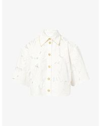 Zimmermann - Mahon Embroidered Cropped Cotton Shirt - Lyst
