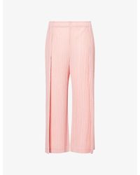 Pleats Please Issey Miyake - Split Wide-Leg Ramie Pleats Knitted Trousers - Lyst