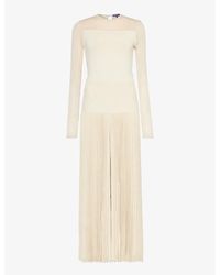 Ralph Lauren - Panelled Pleated Slim-fit Knitted Jumpsuit - Lyst
