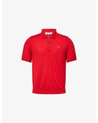 COMME DES GARÇONS PLAY - Embroidered-Logo Wool-Knit Polo Shirt - Lyst