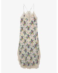 Zadig & Voltaire - Ristyl Floral-print Lace-embroidered Woven Midi Dress - Lyst