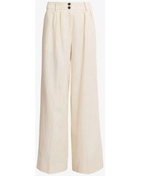 AllSaints - Payton Wide-leg High-rise Cotton And Linen-blend Trousers - Lyst