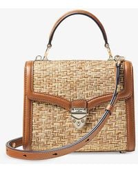Aspinal of London - Mayfair Mini Raffia And Leather Shoulder Bag - Lyst