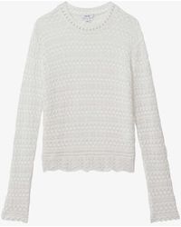 Reiss - Sim Crochet-knit Woven Top - Lyst