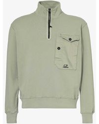 C.P. Company - Brand-embroidered Contrast-pocket Stretch-cotton Sweatshirt - Lyst