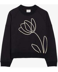 Claudie Pierlot - Floral-embroidered Cotton Sweatshirt - Lyst