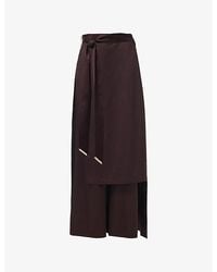 eem - Overlay-Skirt Wide Leg Woven Trousers - Lyst