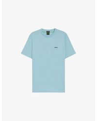 BOSS - Logo-Embroidered Short-Sleeve Stretch-Cotton T-Shirt - Lyst