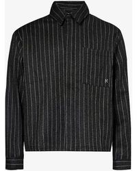 Represent - Branded-hardware Striped Wool-blend Shirt - Lyst