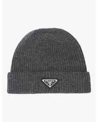 Prada - Brand-Plaque Cashmere And Wool-Blend Beanie Hat - Lyst