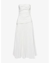 【Simkhai】 Pfeifferコットンアンドリネンブレンドミディドレス Pfeiffer cotton and linen-blend midi dress in multicoloured