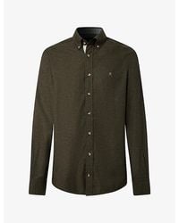 Hackett - Logo-Embroidered Checked-Trim Cotton-Flannel Shirt - Lyst