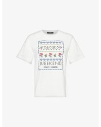 Weekend by Maxmara - Embroidered Short-Sleeve Cotton-Jersey T-Shirt - Lyst