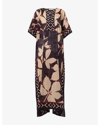 eem - Notch-Neck Floral Print Cotton Kaftan - Lyst