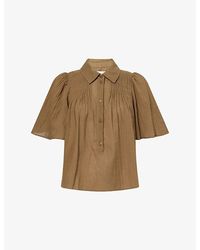 ME+EM - Short-Sleeve Cotton Swing Blouse - Lyst