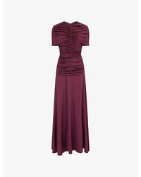 Self-Portrait - Caped-Sleeve Gathered Jersey Maxi Dress - Lyst