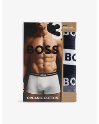 BOSS - Bold Logo-Waistband Stretch-Woven Trunks - Lyst